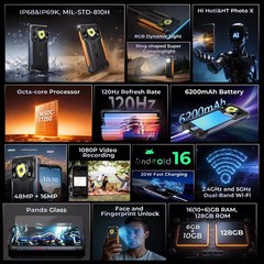 HOTWAV Cyber 17 Outdoor Smartphone Andriod 16 phone 16GB+128GB 6,75 in GPS