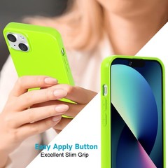 Phone Case for iPhone 13 Mini Liquid Silicone Cute Girly Thin Neon Green Lime