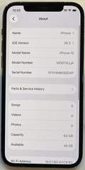 FULL POWER, GSM UNLOCKED iPhone 12, 64GB A2172 MGEF3LL/A FOR REPAIR iOS 18.6
