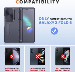 Samsung Galaxy Z Fold 6 Case with Kickstand Full Body Hard PC Stylish Shockproof