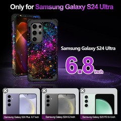 Galaxy S24 Ultra Case, Glow in The Dark Three Layer Heavy Duty Shockproof Protec
