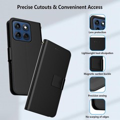 Motorola Edge 2025 Case PU Leather Flip Cover Wallet Protector with Card Slots
