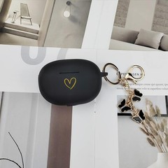 Black Soft Silicone Case with Gold Heart Design for Beats Studio Buds 2021