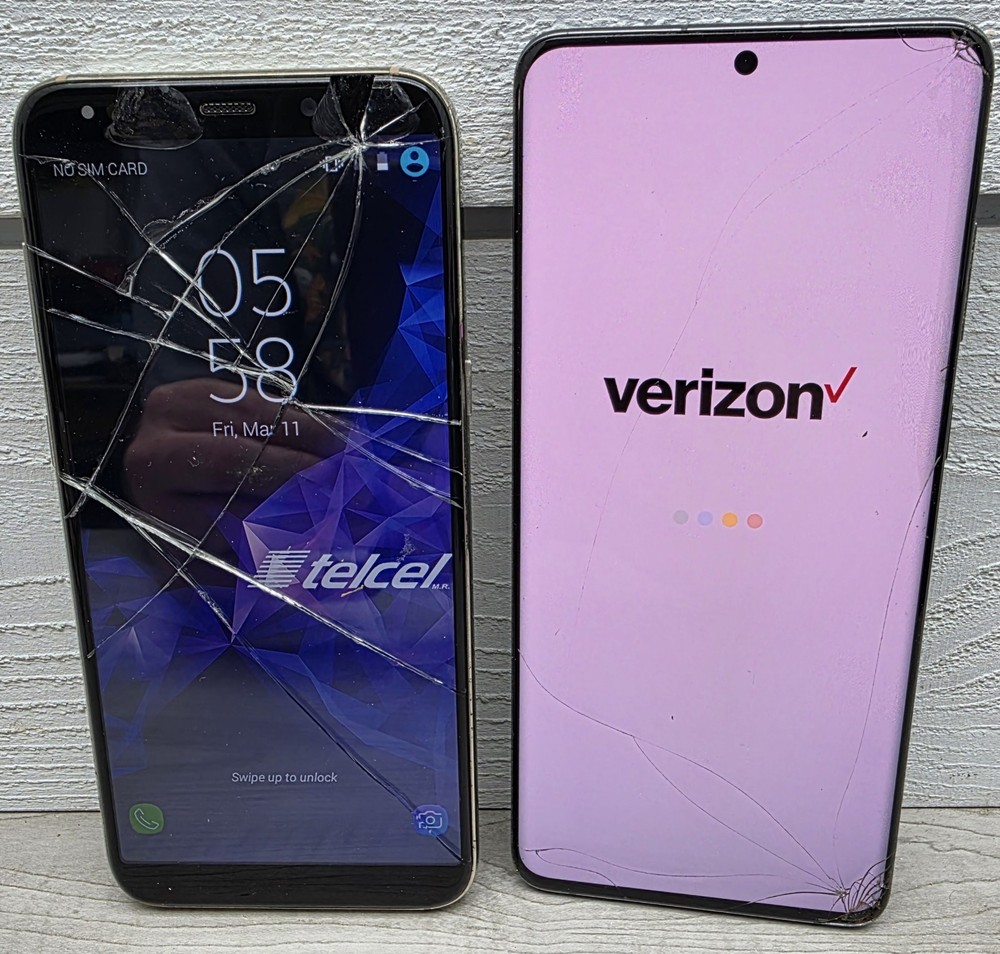 Parts Only Lot of 2 Samsung Galaxy Phones One S20+ 5g Verizon And One S9+ Telcel