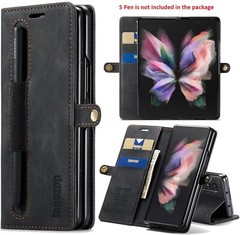 Samsung Galaxy Z Fold 3 5G Case Wallet Leather Card Slots RFID Blocking Black