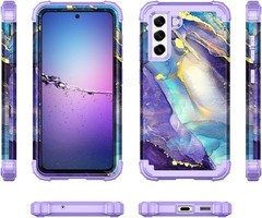 Galaxy S21 FE 5G Case, Three Layer Heavy Duty Shockproof Protection, Purple