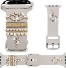 Stylish Silicone Band Compatible with Apple Watch Bands Women 38-49mm with Charm