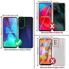 Motorola Moto G Stylus (2020) Case with [2 Pack] Tempered Glass Screen Protector