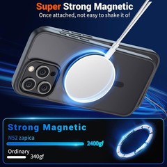 Magnetic iPhone 15 Pro Max Case, Military Grade Drop Protection, Matte Black