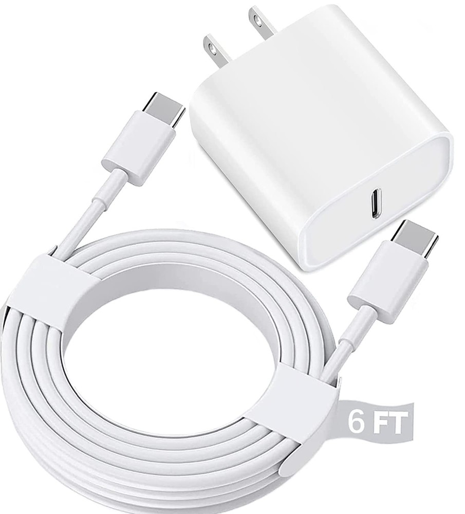 6Ft USB C Wall Charger Adapter for iPad Pro 12.9/11, iPhone 15/16/17 Fast Charge