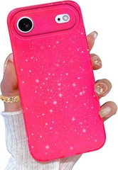 Hot Pink Case for Women Girls Girly, Glitter Slim Soft Phone Case for iPhone 17
