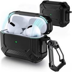 Hard Protective Case for AirPods Pro 2 with Cleaner Kit & Keychain, Black