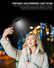 Portable Selfie Light for iPhone: 90 LED Rechargeable Phone Fill Black