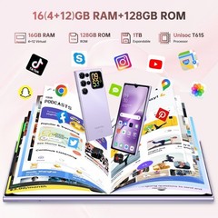 OUKITEL C62 Cell Phone 6.88″ Dual Screen 16GB+128GB 5150mAh Android 15 T-Mobile