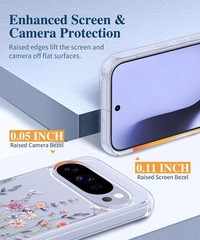 Military Grade Drop Protection Clear Floral Slim Case & Screen Protector for Goo
