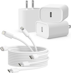 3-Pack 20W PD USB-C Fast Wall Charger for iPhone 14/13 6FT Cable