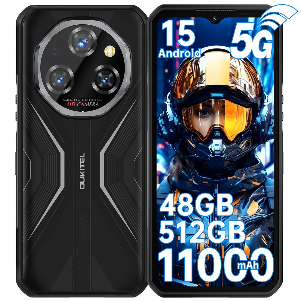 OUKITEL WP55 Pro 5G Rugged Phone Android 15 48GB+512GB 11000mAh 108MP 6.6” NFC
