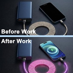USB C Cable, 3FT Colorful Gradual Light up Type C Charger Fast Charging Led Cord