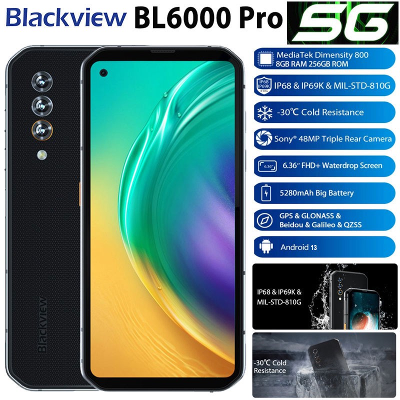 Unlock 5G Blackview BL6000 Pro Rugged Smartphone Android 13 Waterproof Octa Core