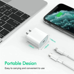 20W USB-C Fast Wall Charger PD Adapter +3ft Cable For iPhone 14/13/12/11 XR Pro
