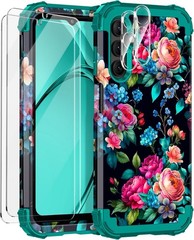 Galaxy A15 5G Case, Three Layer Heavy Duty Shockproof Protective Case with 2 Tem