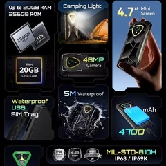 Global Version CUBOT Kingkong Mini 4 Rugged Phone 4.7 Inch Camping Light 4700mAh