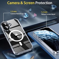 Anti-Yellowing Magnetic for iPhone 17 Case with 1 Screen Protector Clear