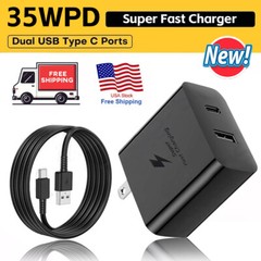 ⚡ 35W PD Super Fast Charger Adapter+ 3FT USB-C Cable For Samsung Phones US