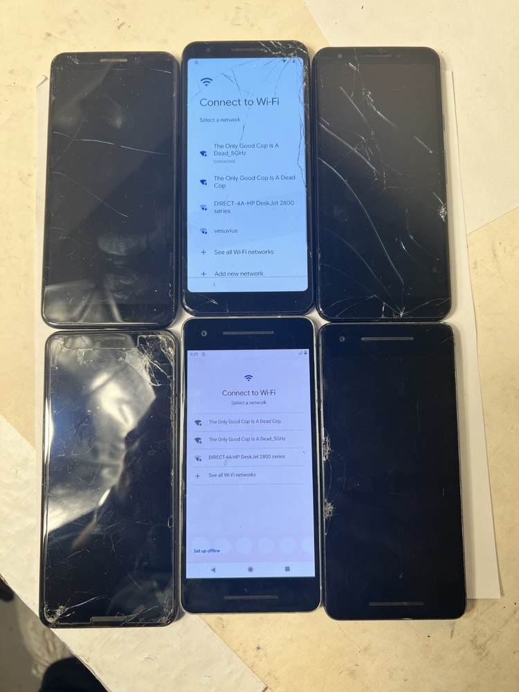 Lot of 6 (six) Google Pixel 2 2XL 64GB 128GB Black Gray As-Is for parts Repair!!