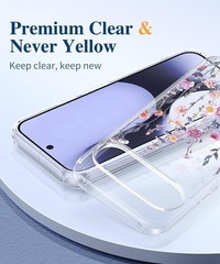 Military Grade Drop Protection Clear Floral Slim Case & Screen Protector for Goo