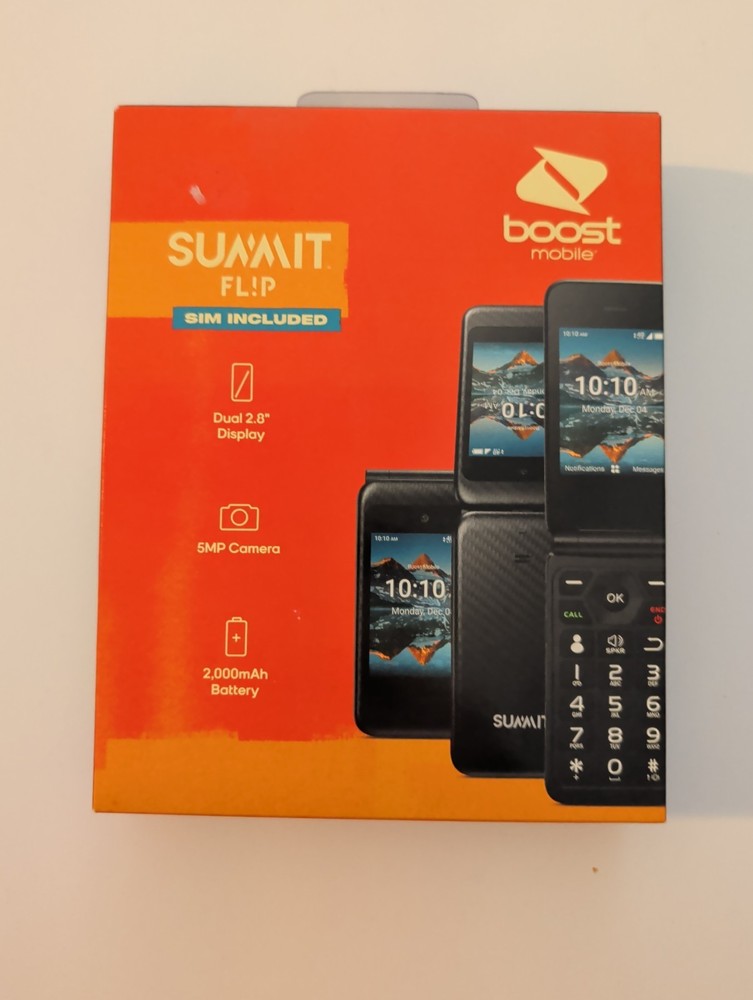 Locked To Boost Mobile Prepaid Summit Flip Phone 8GB 5MP 2.8” BRAND NEW SEALED!