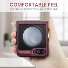 Slim Shockproof PU Leather Phone Case in Burgundy for Samsung Galaxy Z Flip 5
