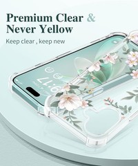 iPhone 16 Case Floral, Soft Shockproof Clear Phone Protective Cover, 6.1″ Design