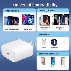 45w PD Power Fast Wall Charger Adapter & Type-C Cable For Samsung Galaxy Phones