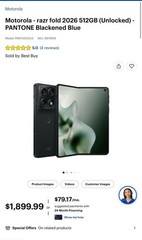 Brand NEW Motorola – razr fold 2026 512GB (Unlocked) – PANTONE Blackened Blue