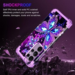 Galaxy S24 Ultra 5G Case, Glow in The Dark Three Layer Heavy Duty Shockproof Bum