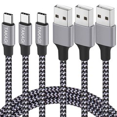Nylon Braided 6ft USB A to Type C Cable – 3-Pack Fast Charging