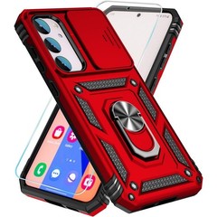 Samsung Galaxy S23 FE 5G Case with HD Screen Protector & Kickstand, Red