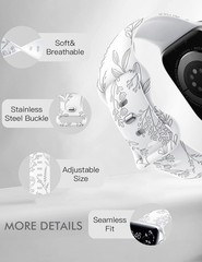 Floral Engraved Band Compatible with Apple Watch Bands 38/40/41/42/44/45/46/49mm