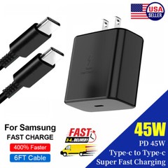 45W Power Fast Charger Wall Adapter Type C Cable For Samsung Galaxy S20 S21