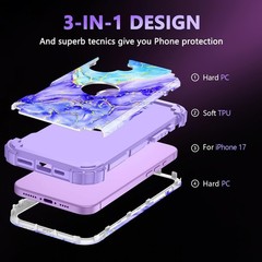 iPhone 17 Case, Three Layer Heavy Duty Sturdy Shockproof Protection Full Rugged