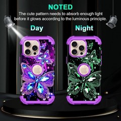 iPhone 16 Pro Max Case, Glow in The Dark Three Layer Heavy Duty Shockproof Prote