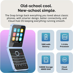 Snap | Dual SIM | 4G/LTE | Unlocked | QWERTY Keyboard | Flip Phone | Cloud OS |