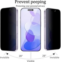 2 Pack Anti Spy Tempered Glass Screen Protectors for iPhone 17 6.3 Inch, Black
