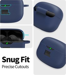 Silicone Case Cover for JBL Vibe Beam 2, Vibe Beam & 200TWS with Carabiner – Blu
