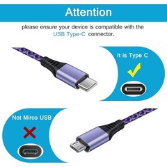 2 Pack 3.1A USB Type-C Fast Charger for Samsung Galaxy S24/S26 Ultra 6FT