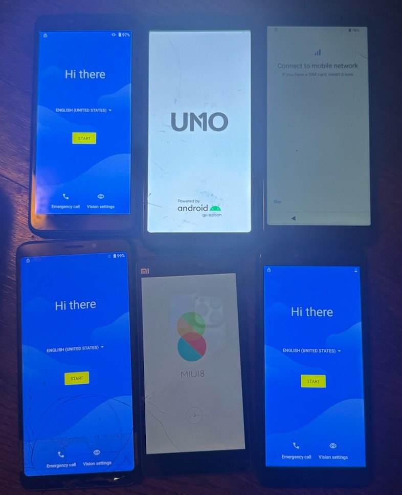 Lot of 6 X2 5004r Uno 55a Mi 4c SL201D (Broken) Cell Phone Fast Ship Used