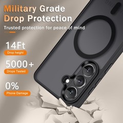 Black Matte Magnetic Case with Screen Protector for Samsung Galaxy S26+ Plus