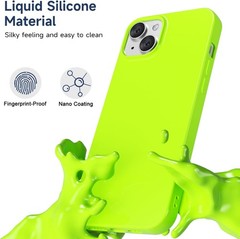 Phone Case for iPhone 13 Mini Liquid Silicone Cute Girly Thin Neon Green Lime