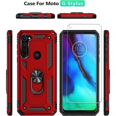 Motorola Moto G Stylus (2020) Case with [2 Pack] Tempered Glass Screen Protector